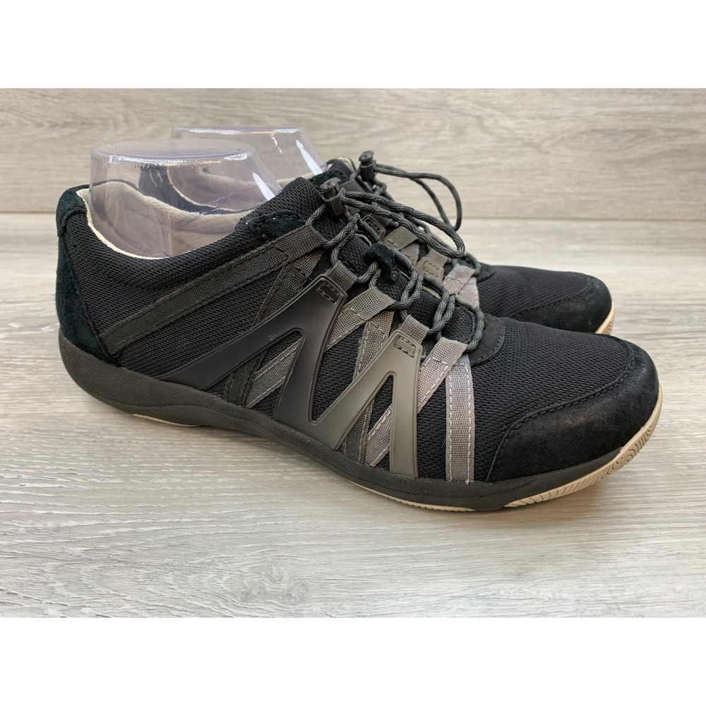 Dansko Honor Women's Sneakers Black Suede Mesh Walking Shoes Toggle Lace 10.5